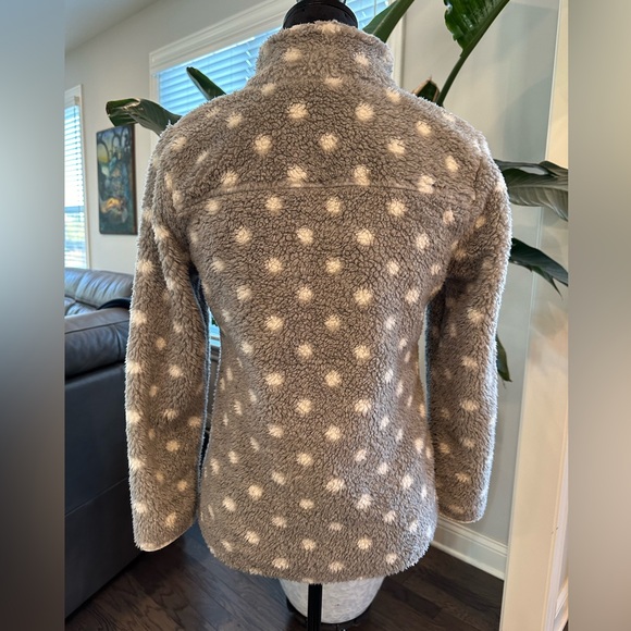 Talbots Gray Polka Dot Sherpa Jacket, Size SP Women - Picture 4 of 10